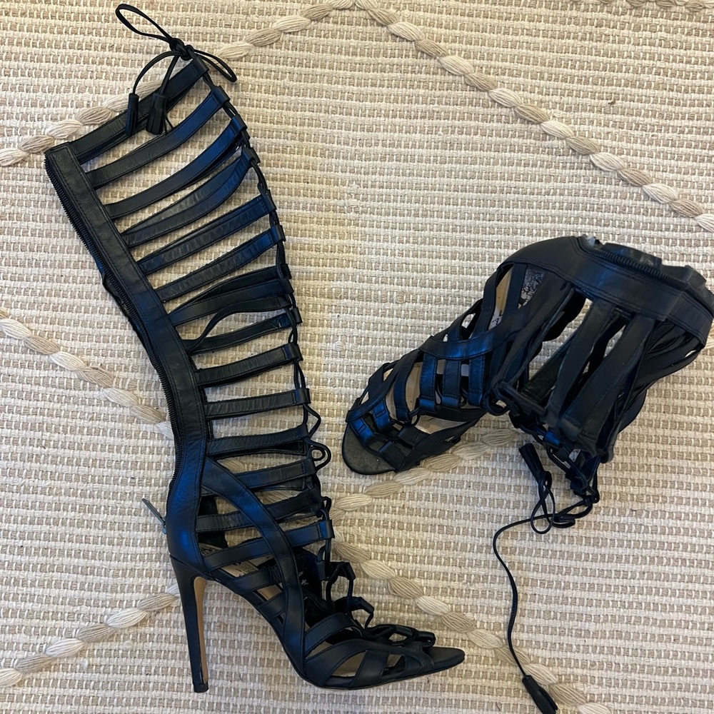 Knee High Strap Heels Vince Camuto Black